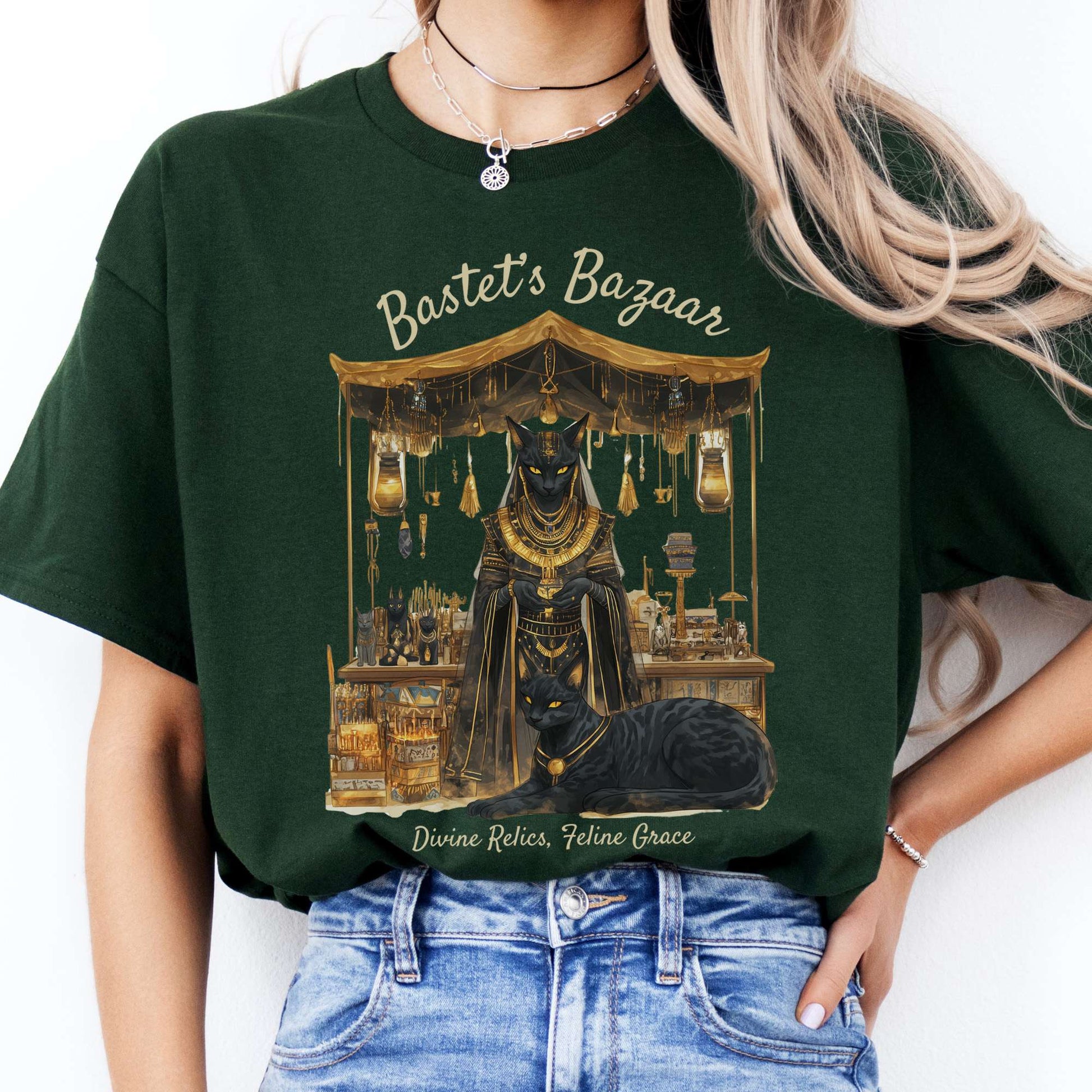 T-Shirt Bastet's Bazaar Egyptian Goddess T-Shirt The Mystic Eden