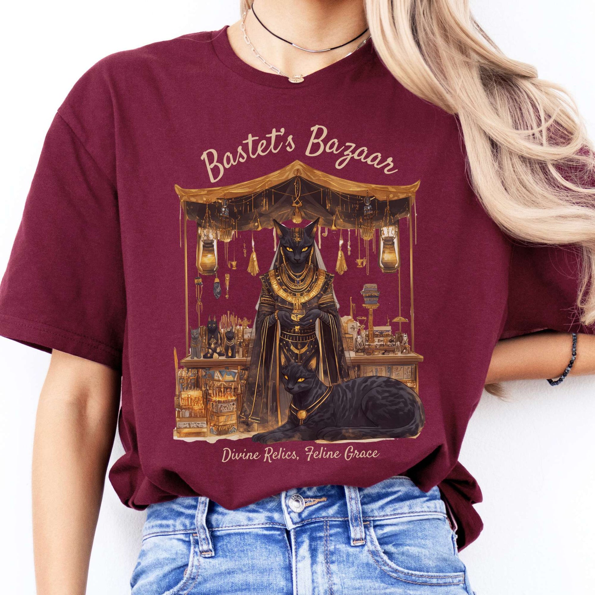T-Shirt Bastet's Bazaar Egyptian Goddess T-Shirt The Mystic Eden