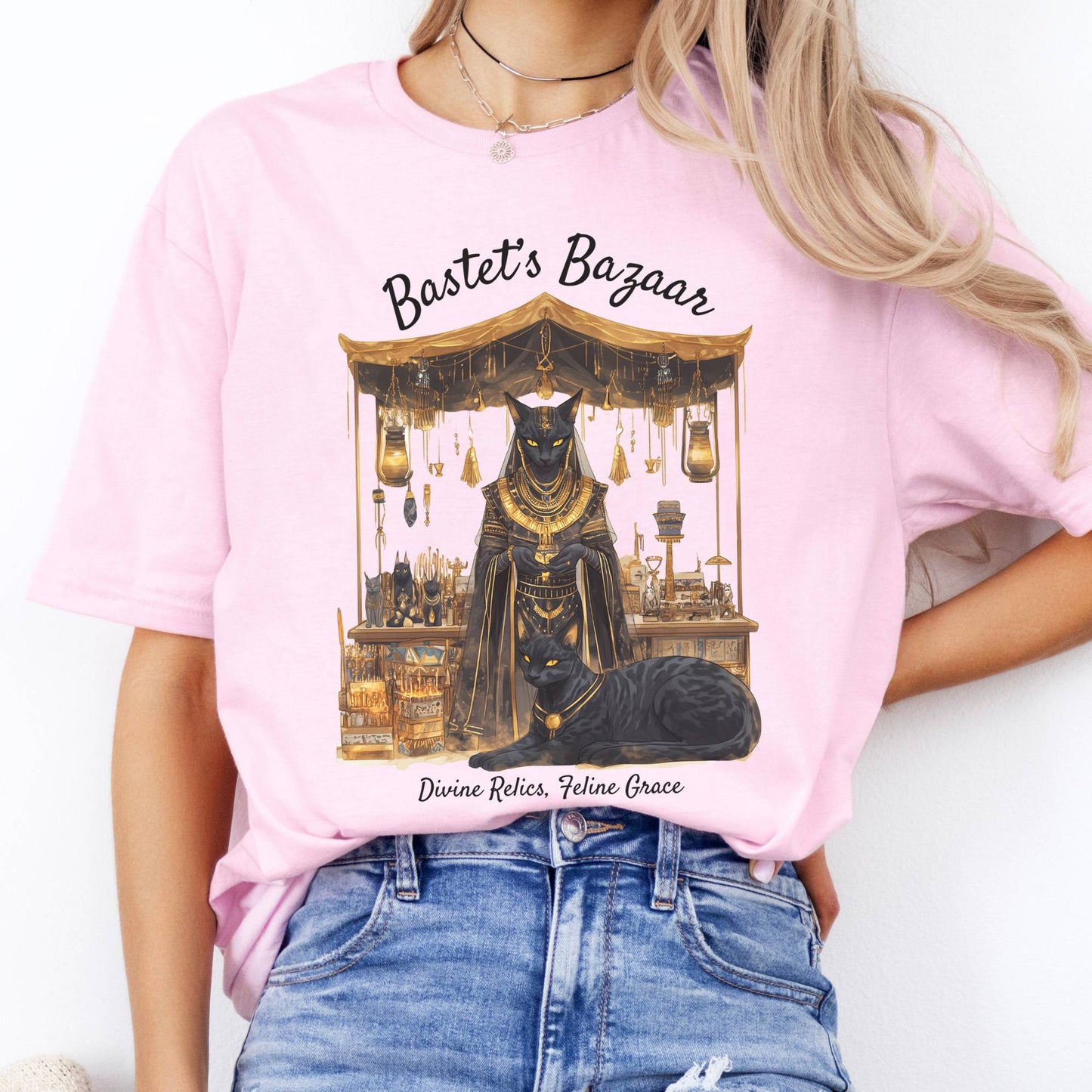 T-Shirt Bastet's Bazaar Egyptian Goddess T-Shirt The Mystic Eden