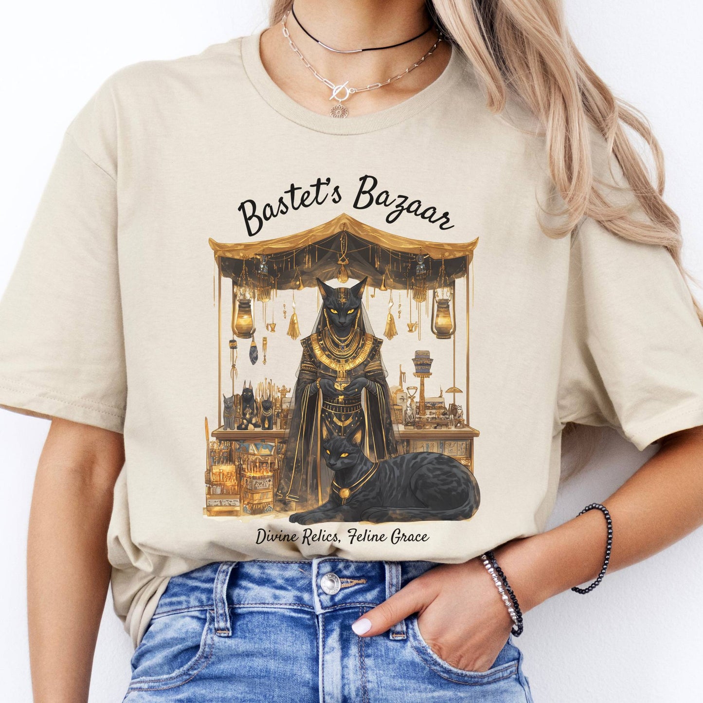 T-Shirt Bastet's Bazaar Egyptian Goddess T-Shirt The Mystic Eden