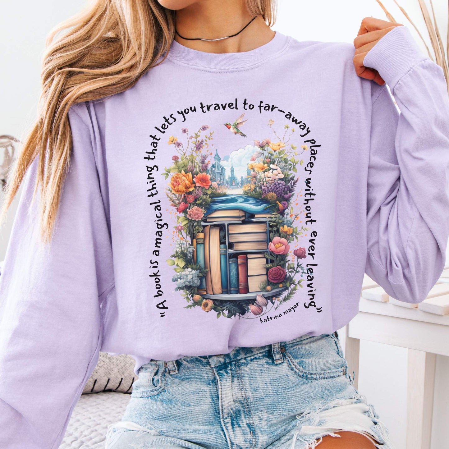 Long-sleeve Orchid / S A Book Is A Magical Thing Long Sleeve The Mystic Eden