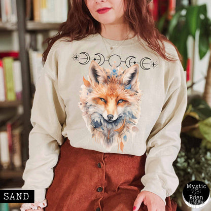 Mystical fox sweatshirt witchy whimsical aesthetic