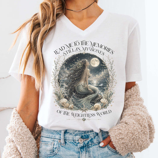 V-neck White / S A Mermaid's Memories Of The Weightless World Amy Crockett V-Neck The Mystic Eden