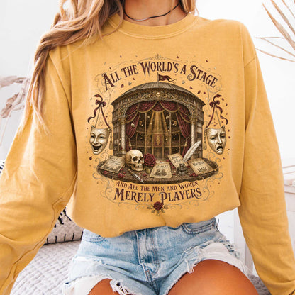 Long-sleeve Mustard / S All the World's a Stage Shakespeare Long Sleeve The Mystic Eden