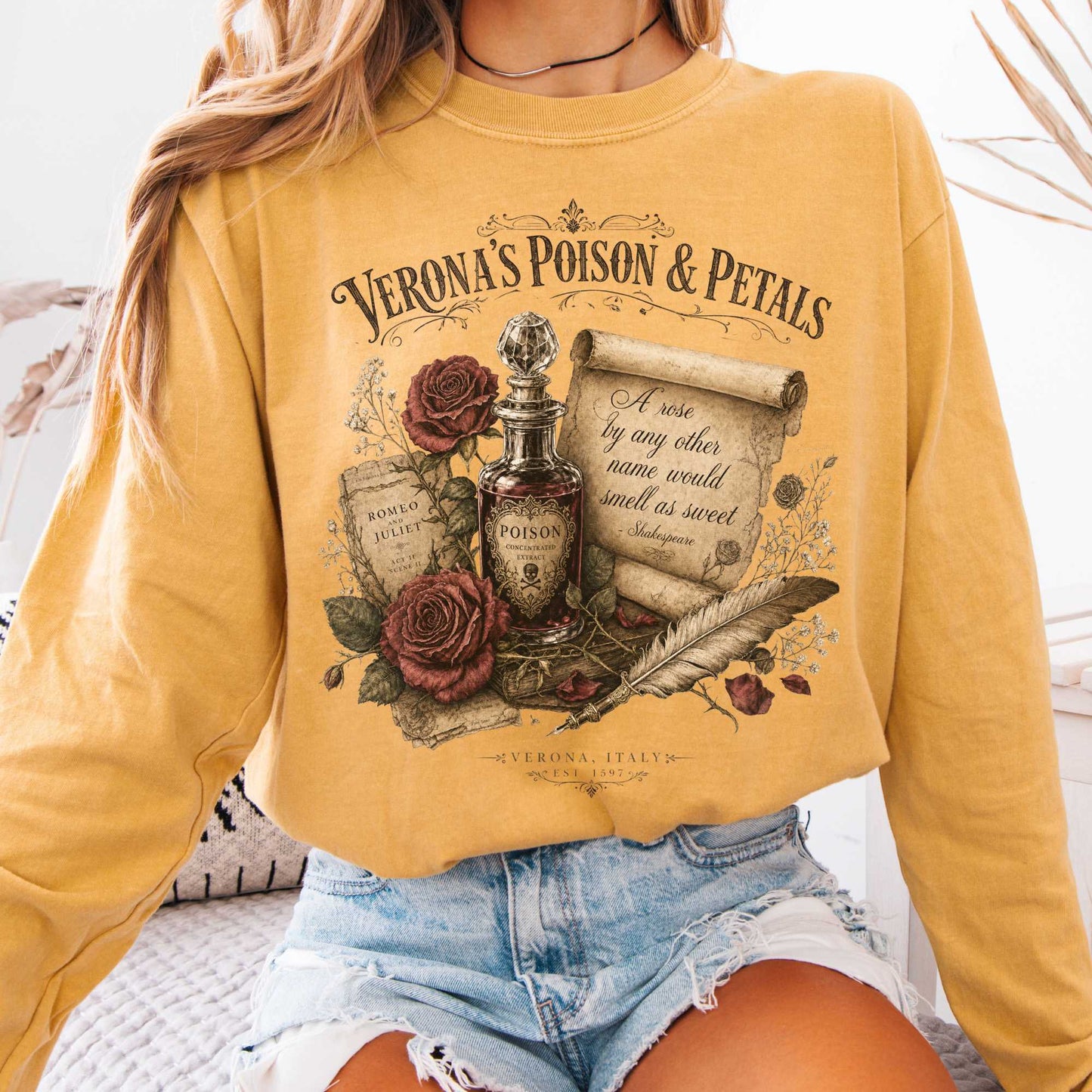 Long-sleeve Mustard / S Shakespeare's Verona's Poison & Petals Romeo & Juliet Long Sleeve The Mystic Eden