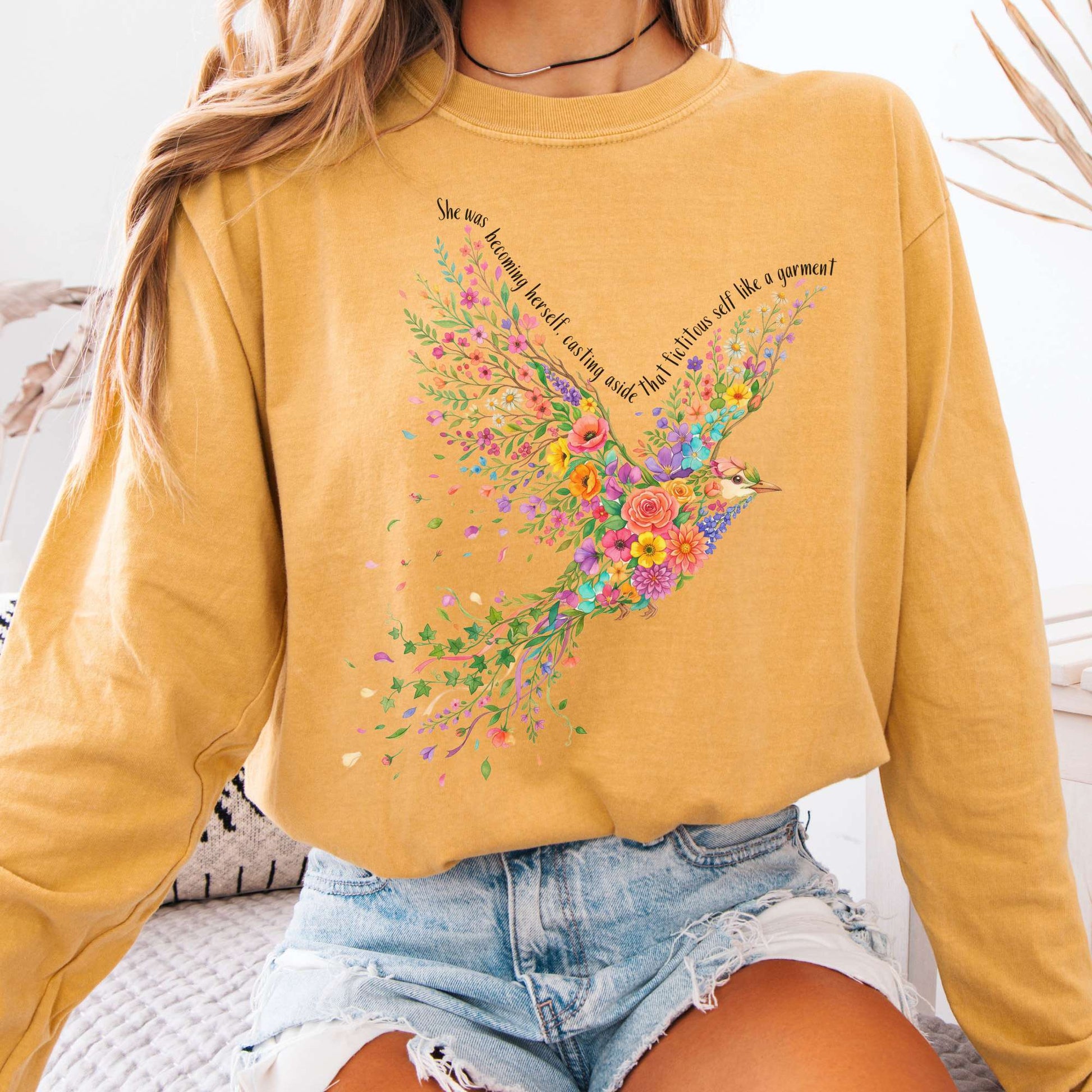 Long-sleeve Mustard / S She Was Becoming Herself Kate Chopin Long Sleeve The Mystic Eden