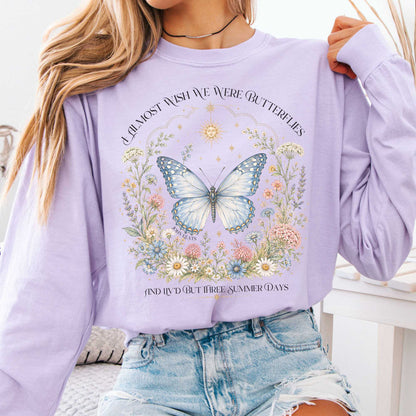 Long-sleeve Orchid / S I Almost Wish We Were Butterflies John Keats Long Sleeve The Mystic Eden