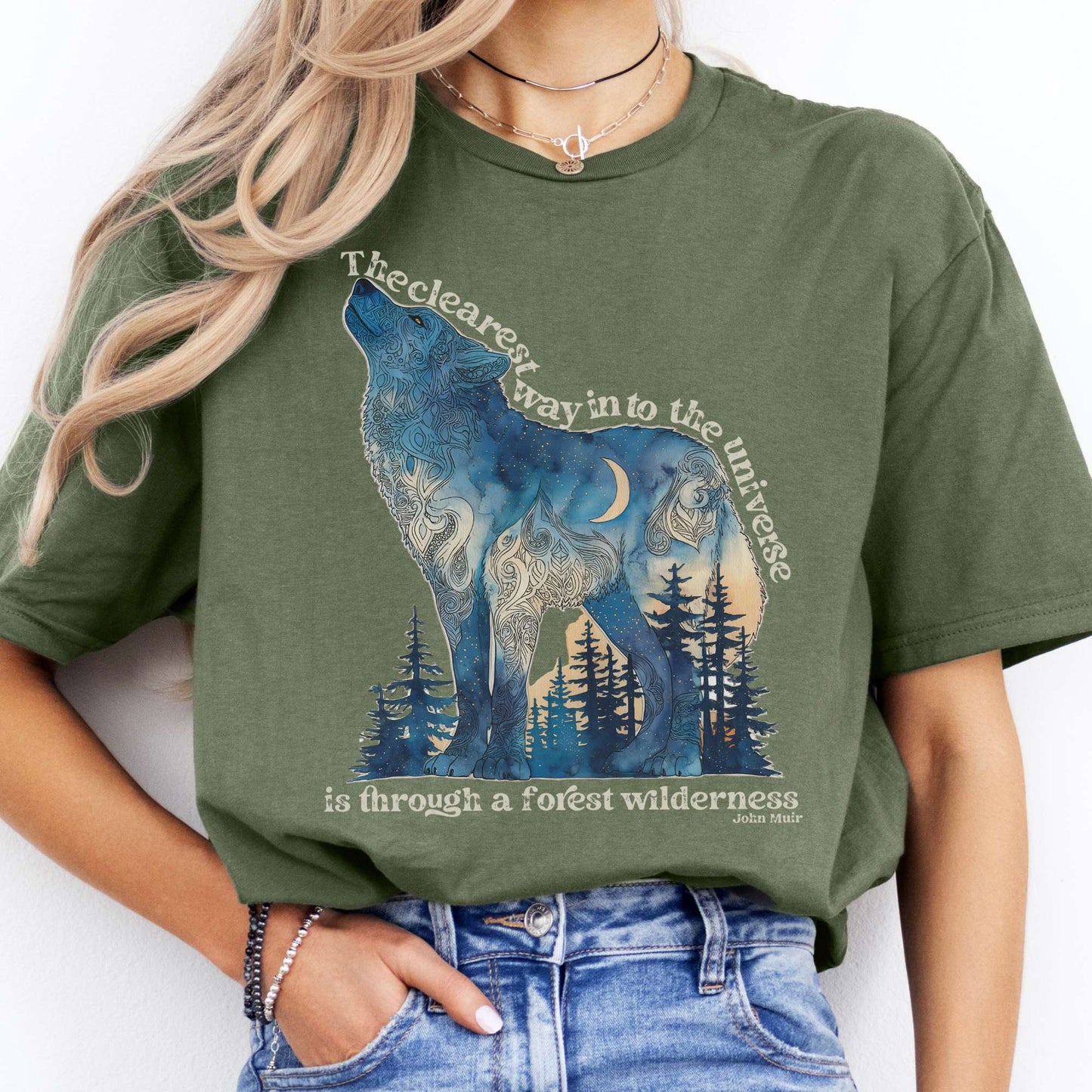 T-Shirt The Clearest Way Into The Universe Wolf John Muir T-Shirt The Mystic Eden