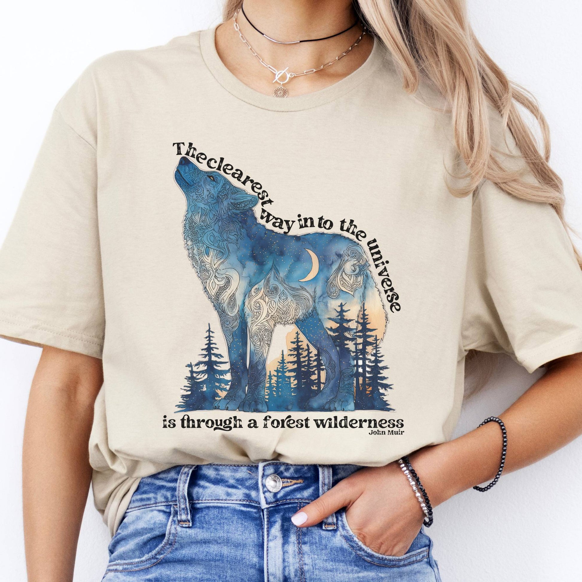 T-Shirt The Clearest Way Into The Universe Wolf John Muir T-Shirt The Mystic Eden