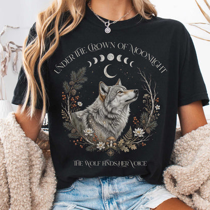 T-Shirt Black / S Under the Crown of Moonlight Wolf T-Shirt The Mystic Eden