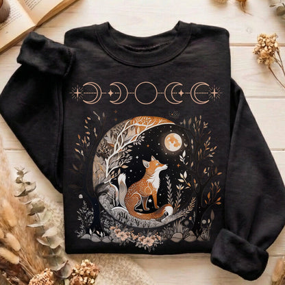 Sweatshirt Black / S Moonlit Fox Sweatshirt The Mystic Eden