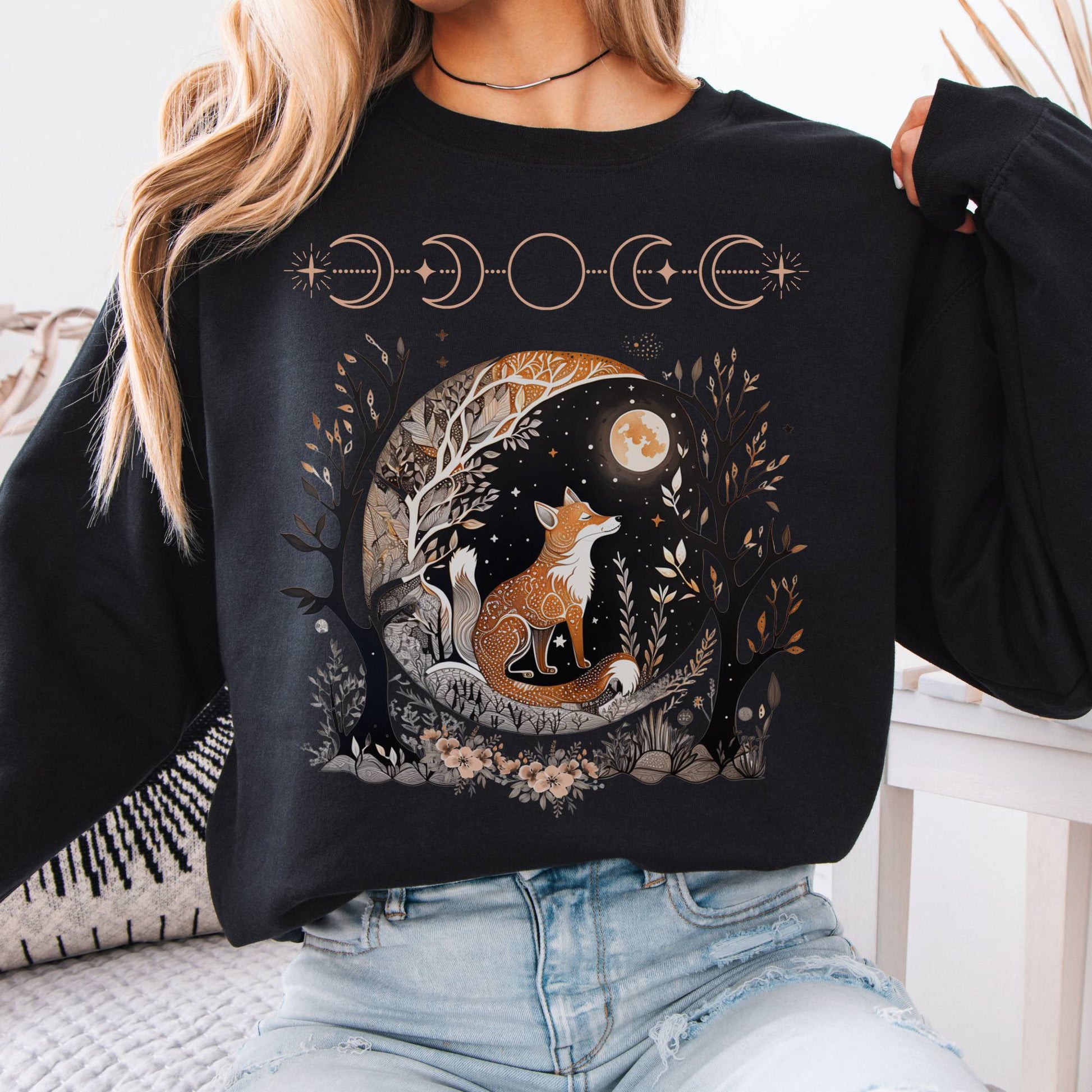 Sweatshirt Moonlit Fox Sweatshirt The Mystic Eden