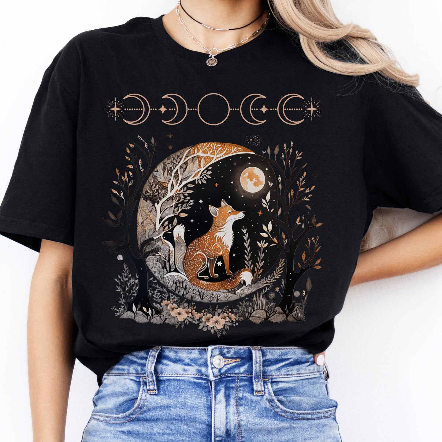 T-Shirts Moonlit Fox T-Shirt The Mystic Eden