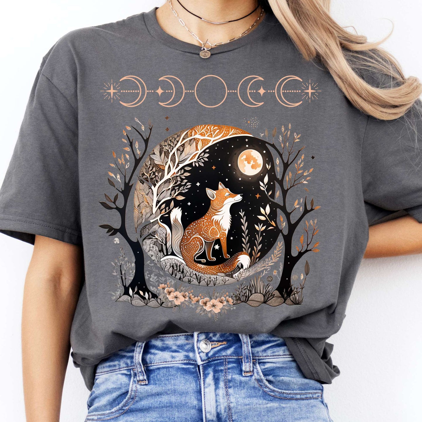 T-Shirts Moonlit Fox T-Shirt The Mystic Eden