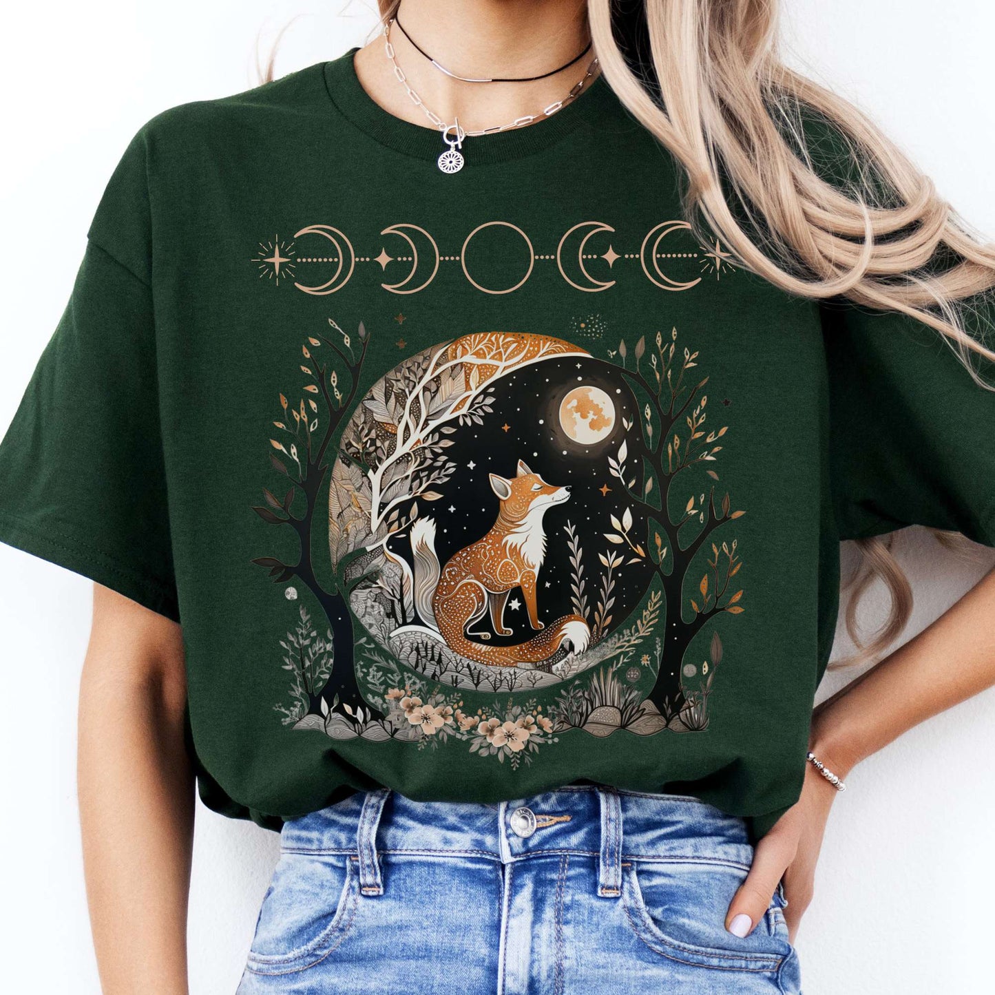 T-Shirts Moonlit Fox T-Shirt The Mystic Eden
