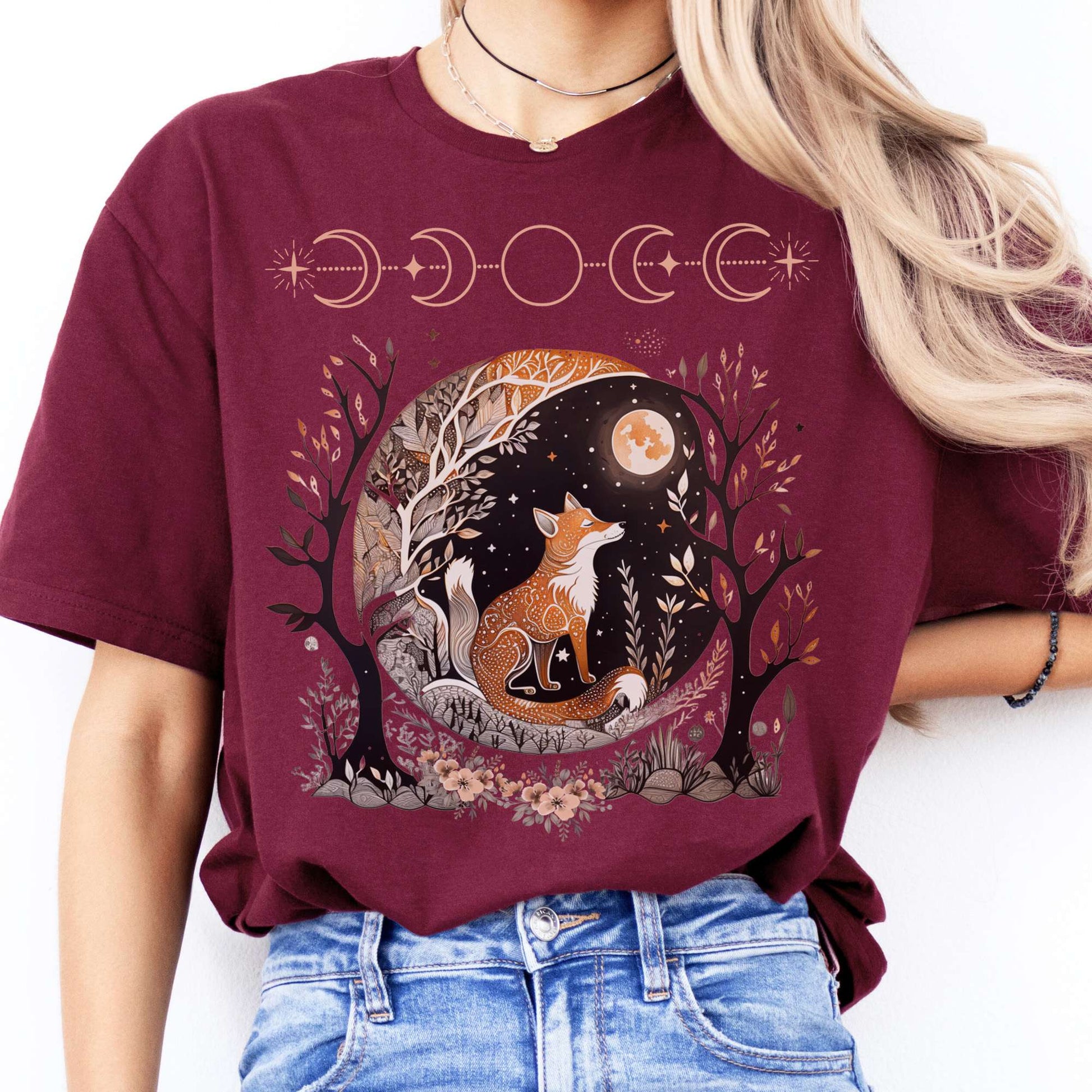 T-Shirts Moonlit Fox T-Shirt The Mystic Eden