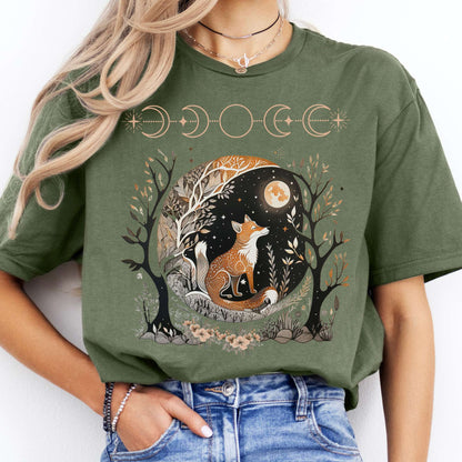 T-Shirts Moonlit Fox T-Shirt The Mystic Eden