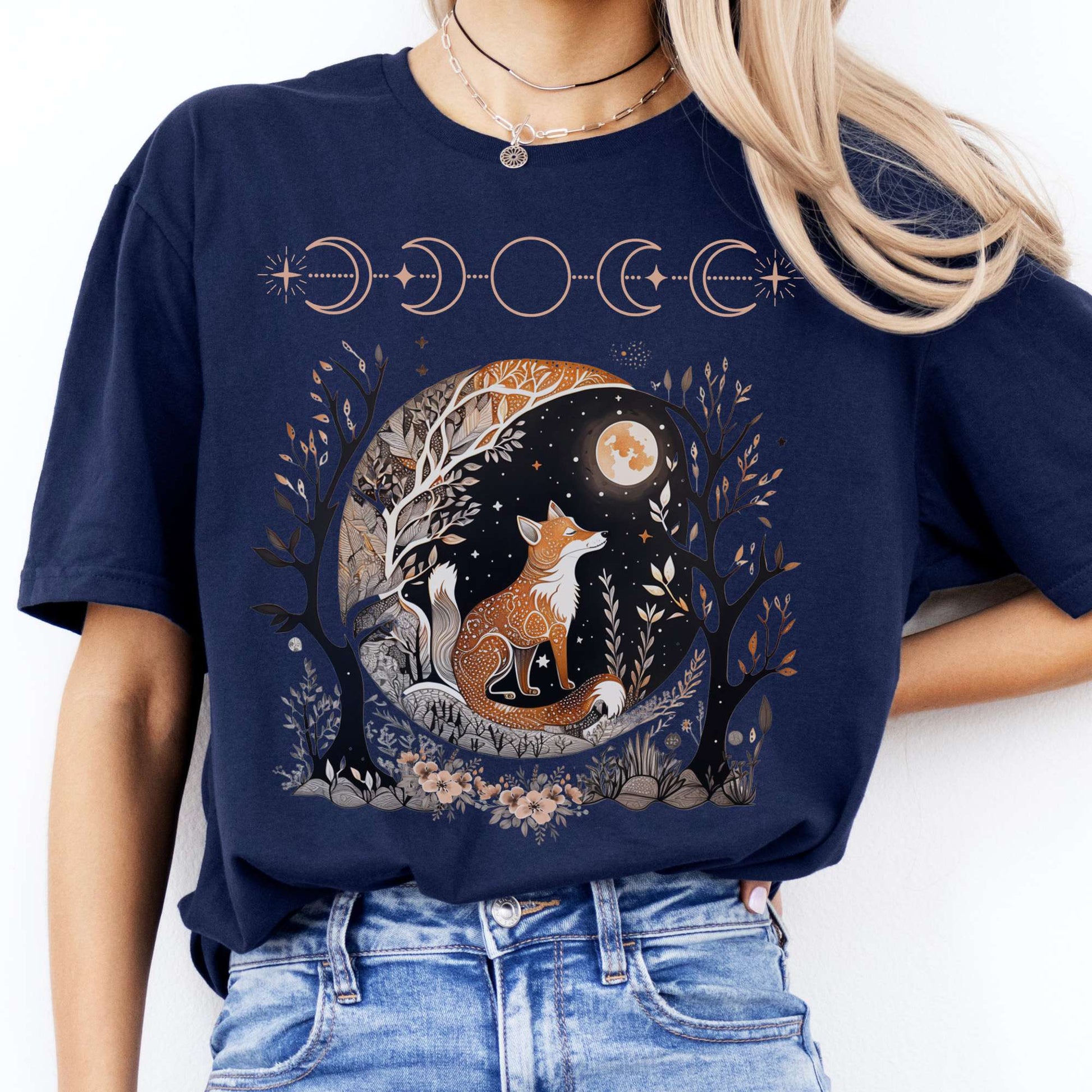 T-Shirts Moonlit Fox T-Shirt The Mystic Eden