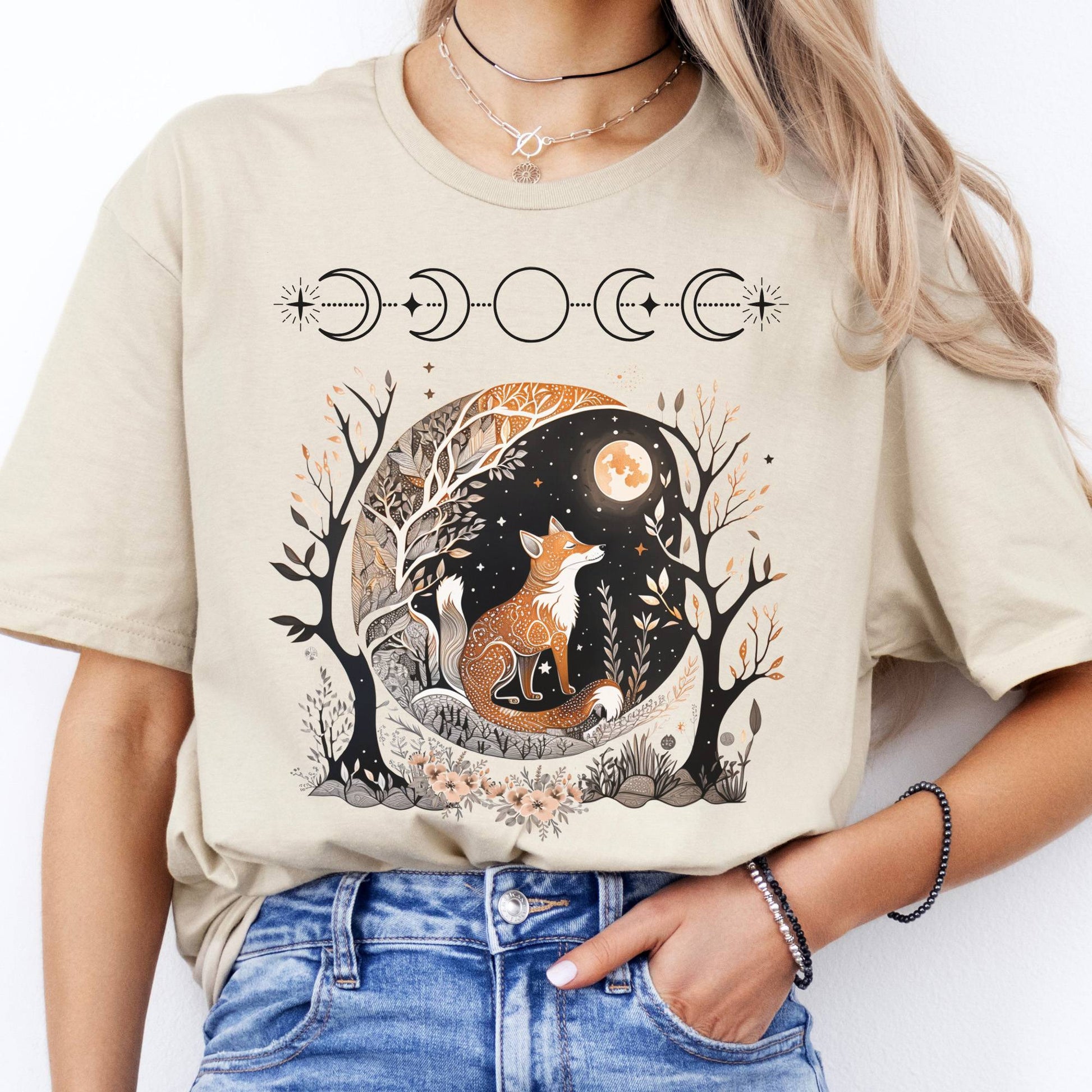 T-Shirts Moonlit Fox T-Shirt The Mystic Eden