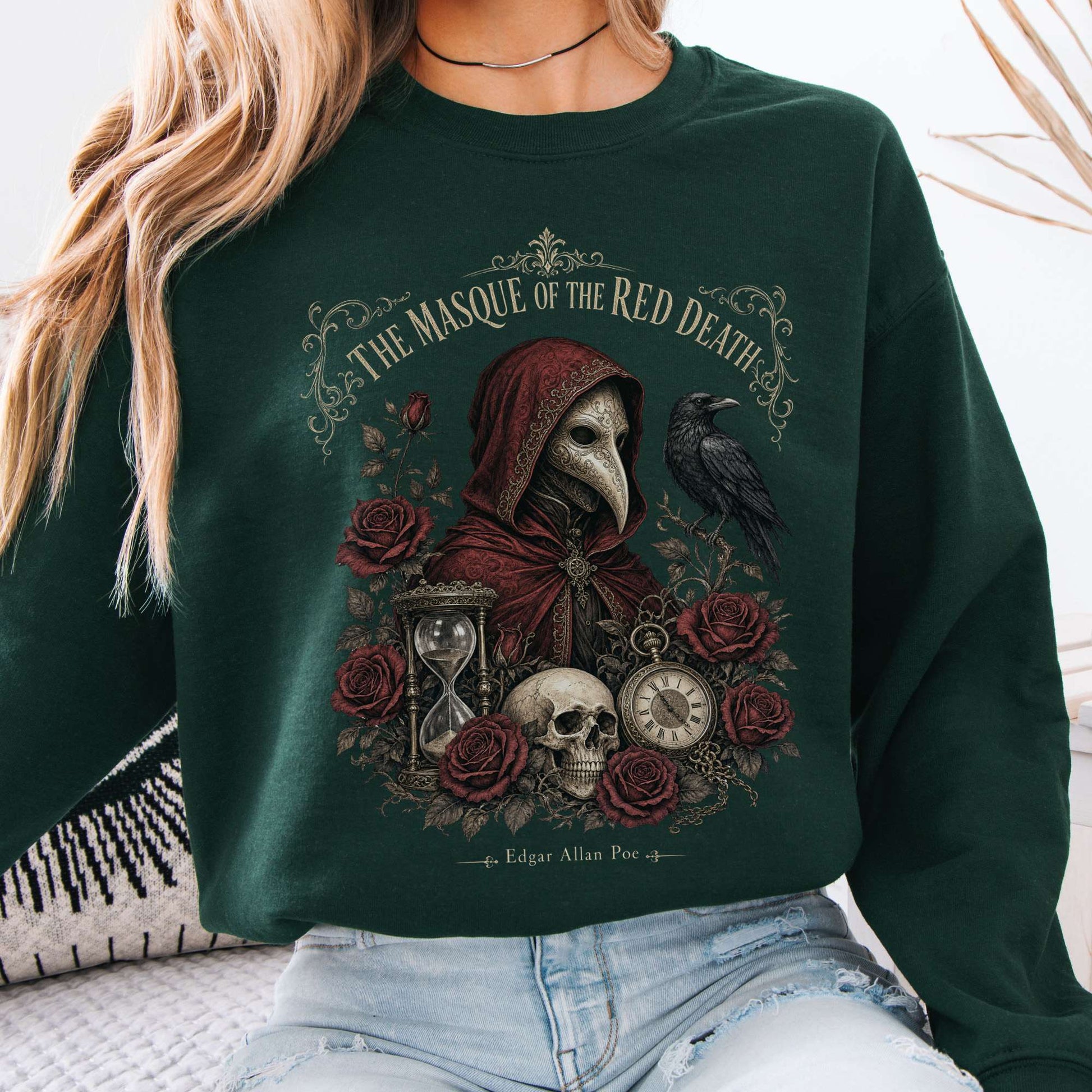Sweatshirt Forest Green / S Poe's The Masque of the Red Death Crewneck Sweatshirt The Mystic Eden