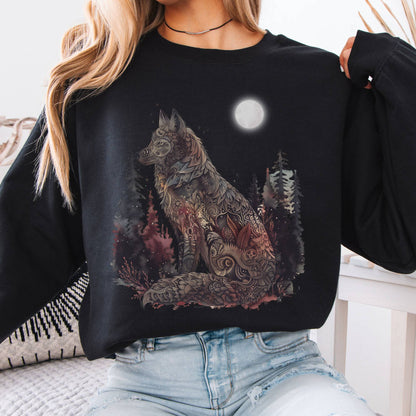 Sweatshirt Nightfall Tattoo Wolf Sweatshirt The Mystic Eden