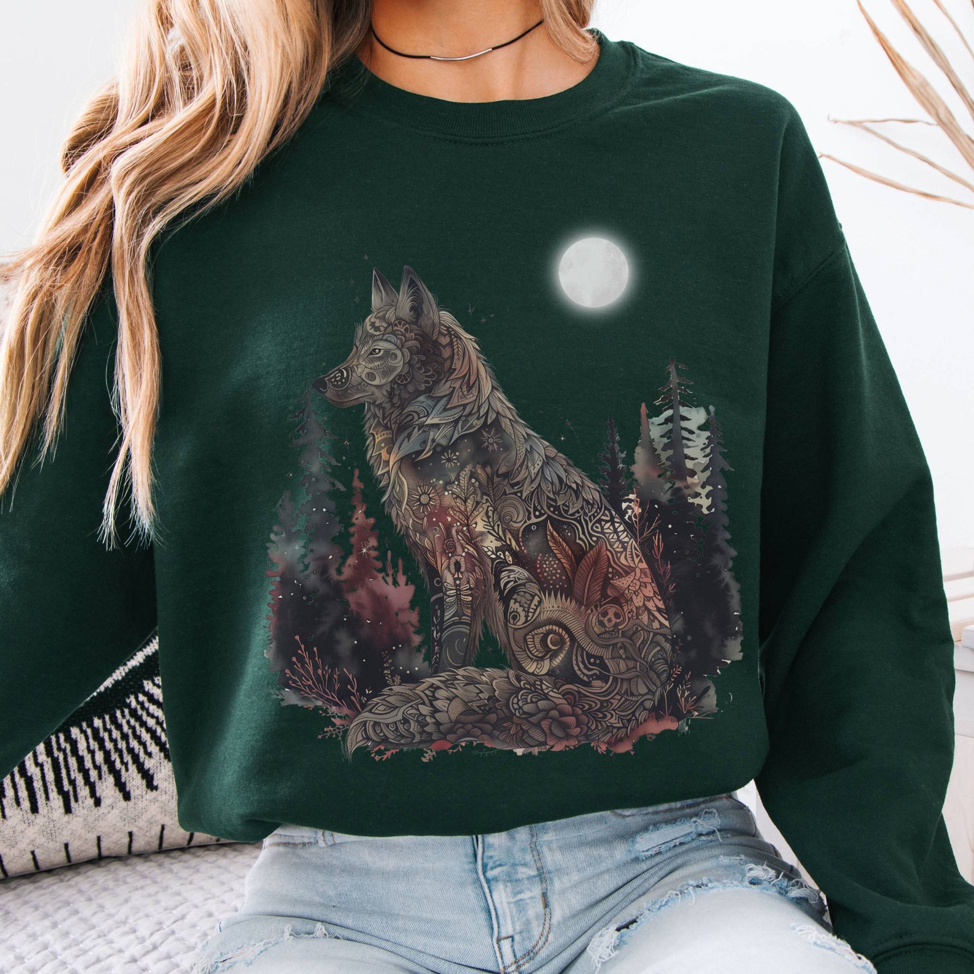Sweatshirt Nightfall Tattoo Wolf Sweatshirt The Mystic Eden