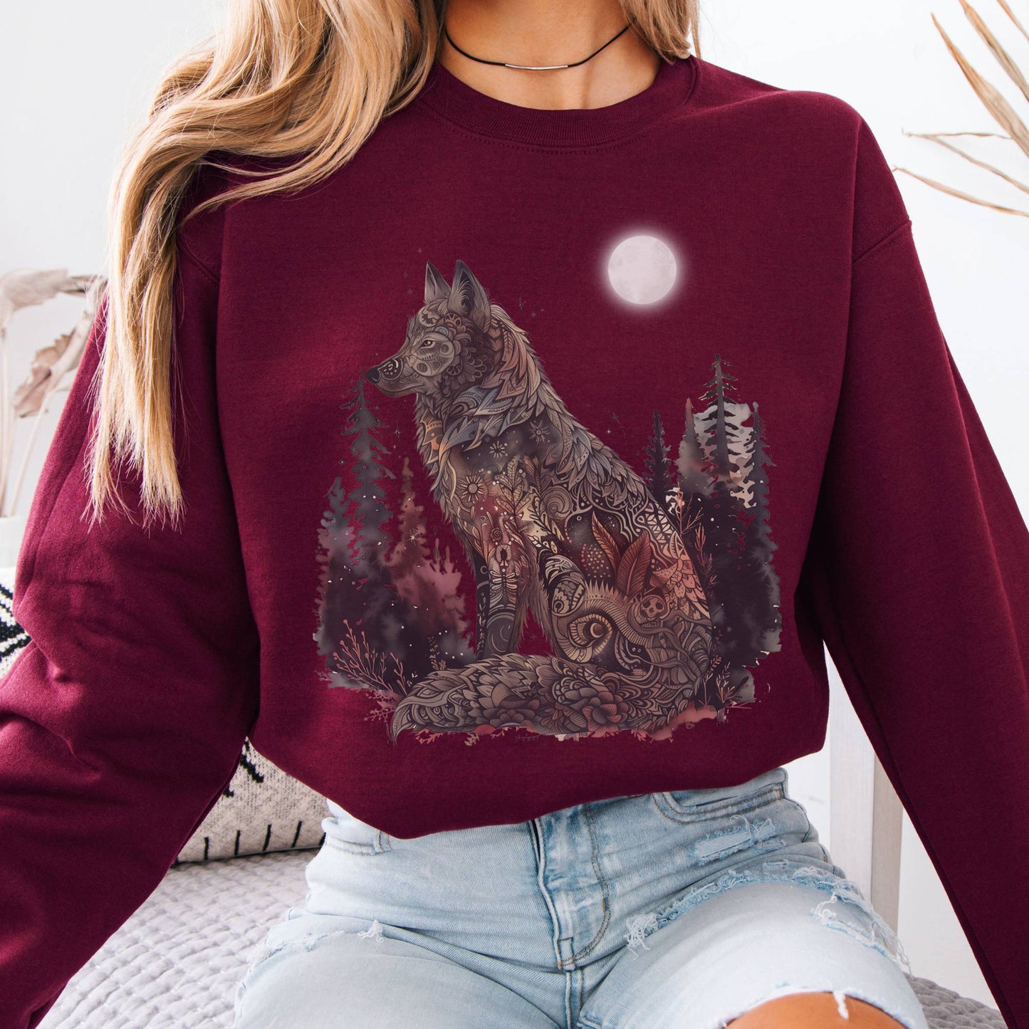 Sweatshirt Nightfall Tattoo Wolf Sweatshirt The Mystic Eden