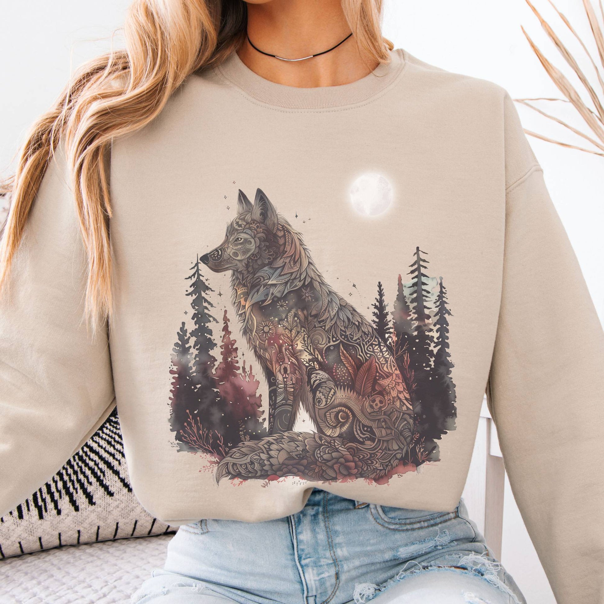 Sweatshirt Nightfall Tattoo Wolf Sweatshirt The Mystic Eden