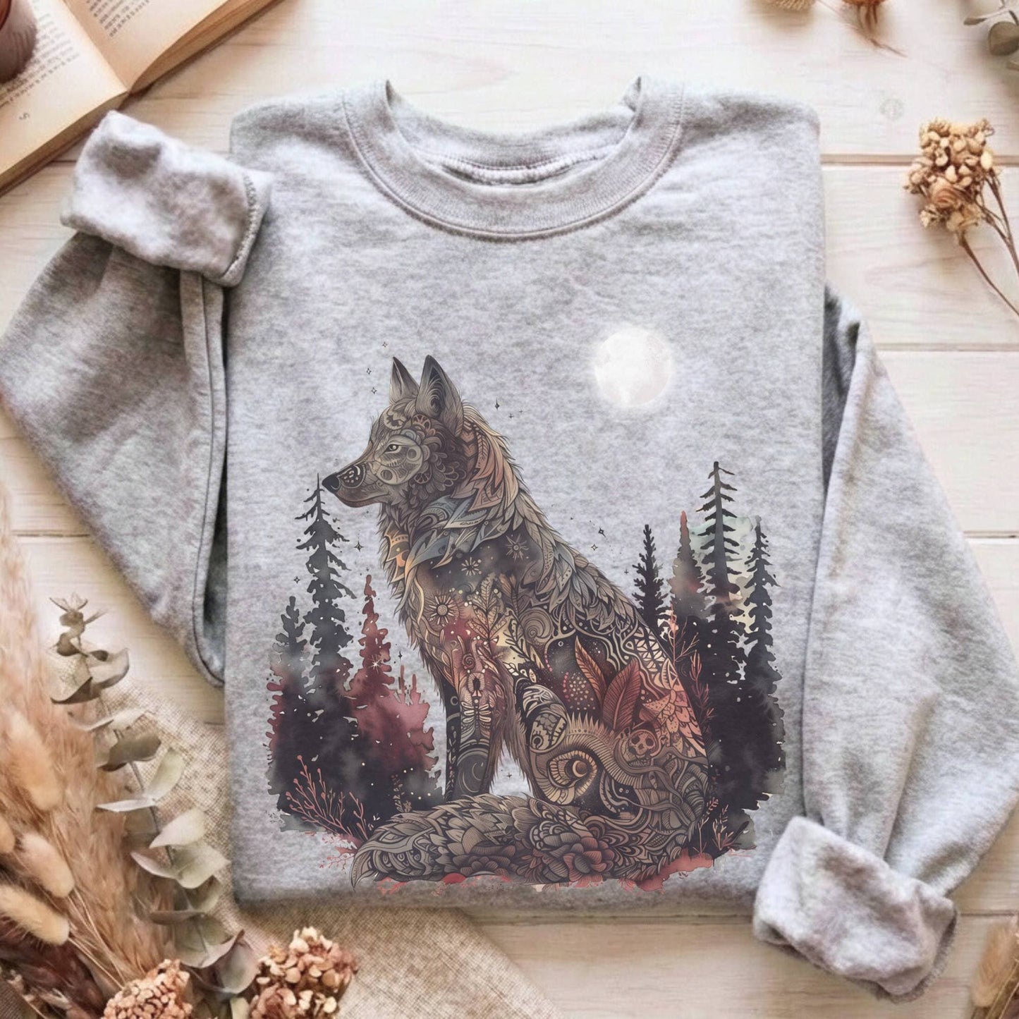 Sweatshirt Sport Grey / S Nightfall Tattoo Wolf Sweatshirt The Mystic Eden