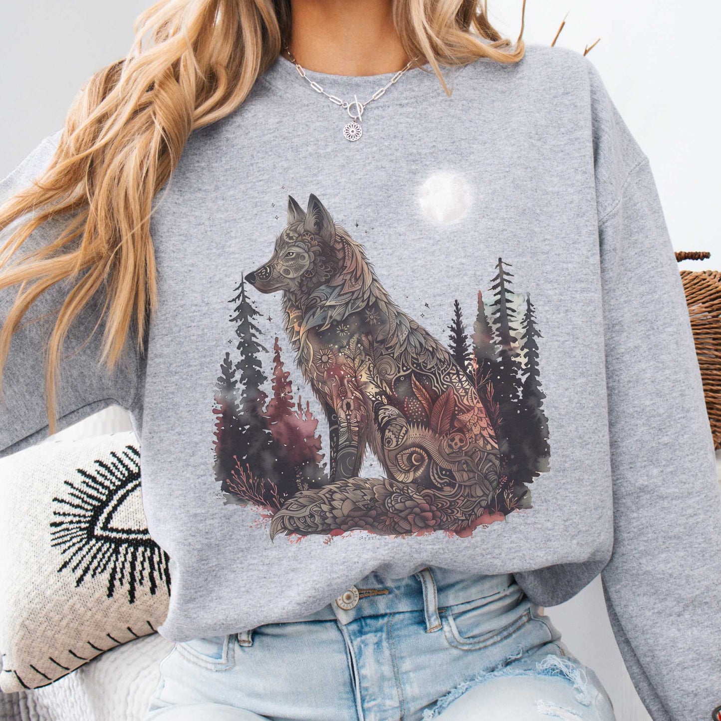 Sweatshirt Nightfall Tattoo Wolf Sweatshirt The Mystic Eden