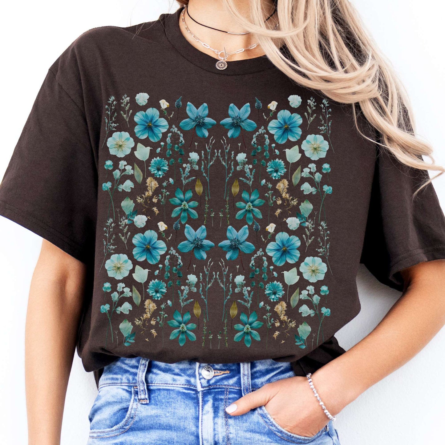 T-Shirt Turquoise Wildflower T-Shirt The Mystic Eden