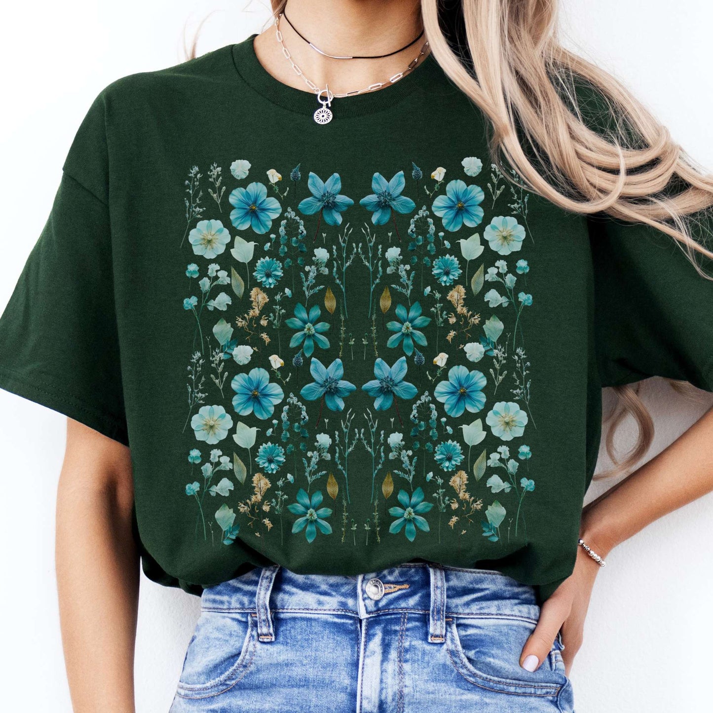 T-Shirt Turquoise Wildflower T-Shirt The Mystic Eden