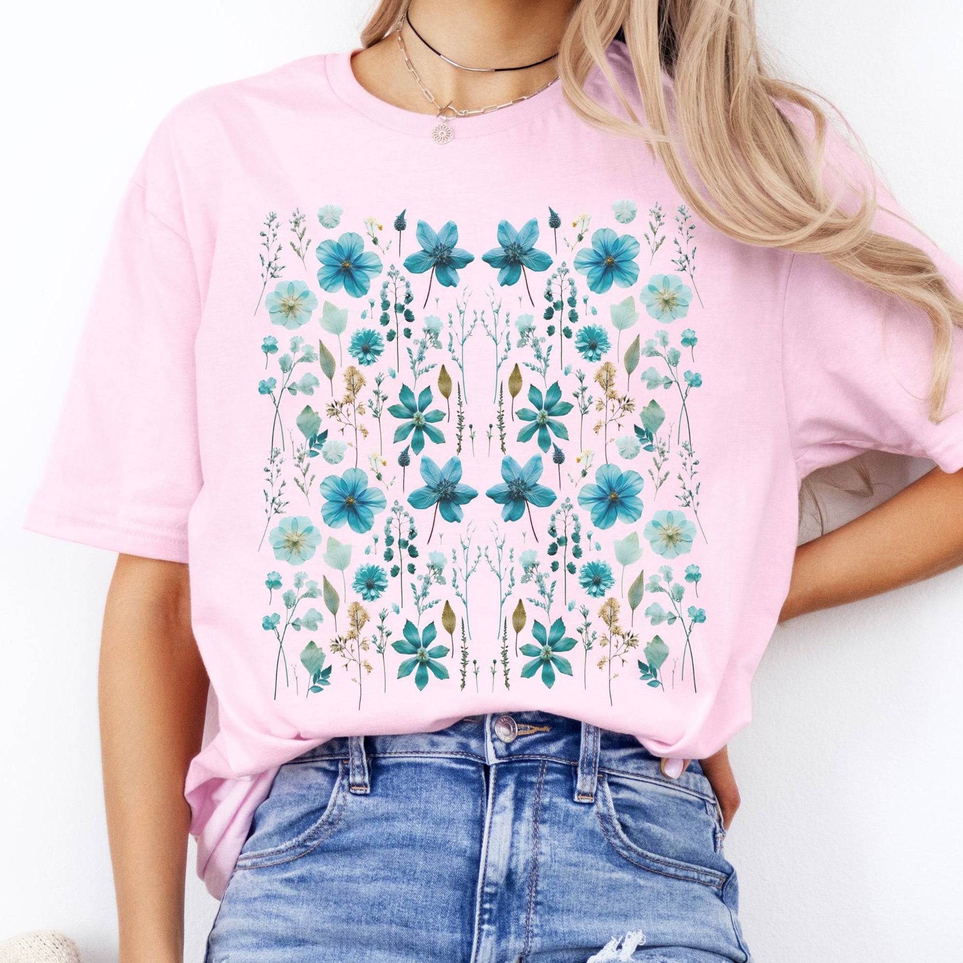 T-Shirt Turquoise Wildflower T-Shirt The Mystic Eden