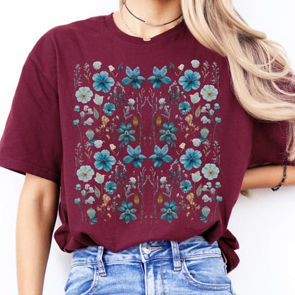 T-Shirt Turquoise Wildflower T-Shirt The Mystic Eden