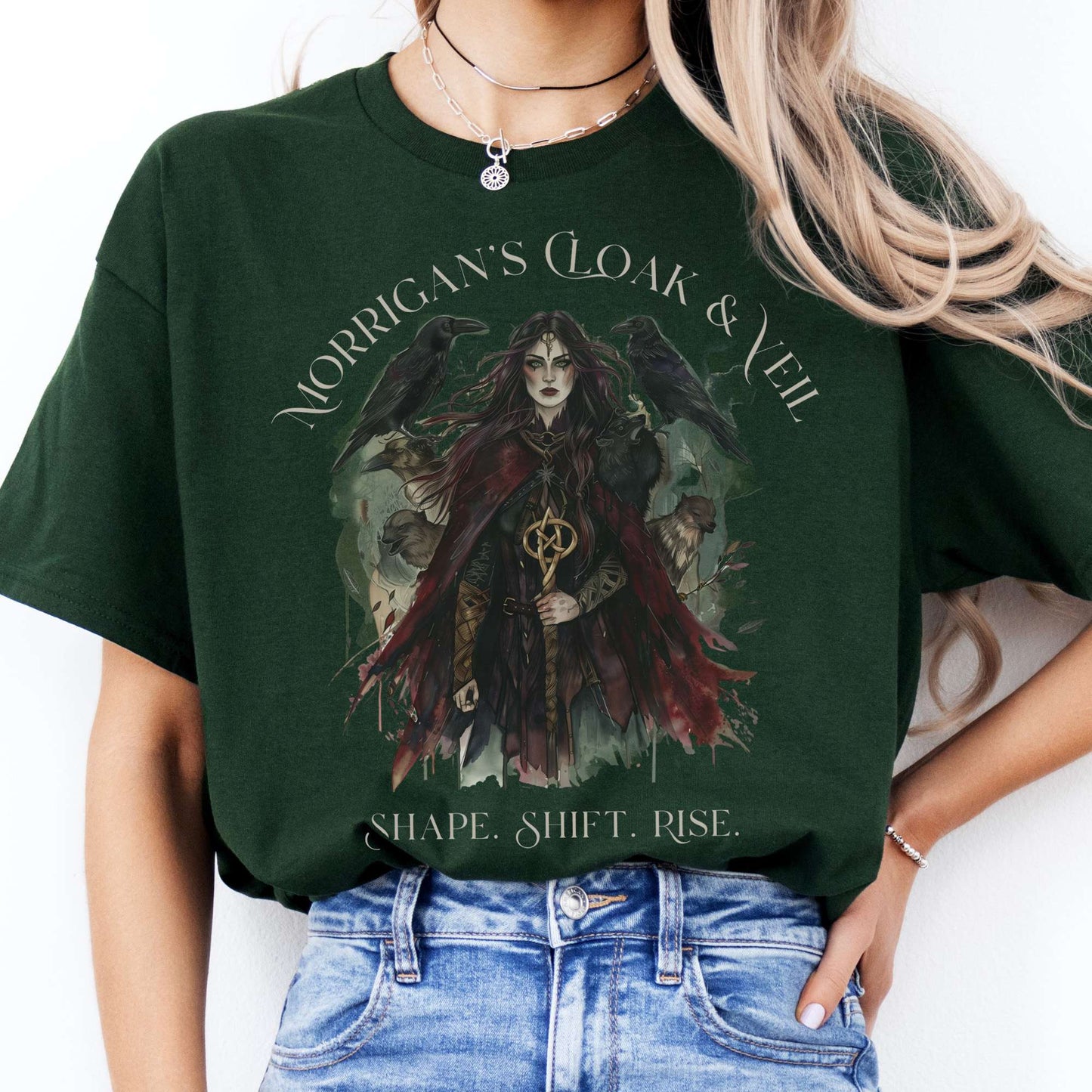 T-Shirts Morrigan's Cloak & Veil Celtic Goddess T-Shirt The Mystic Eden