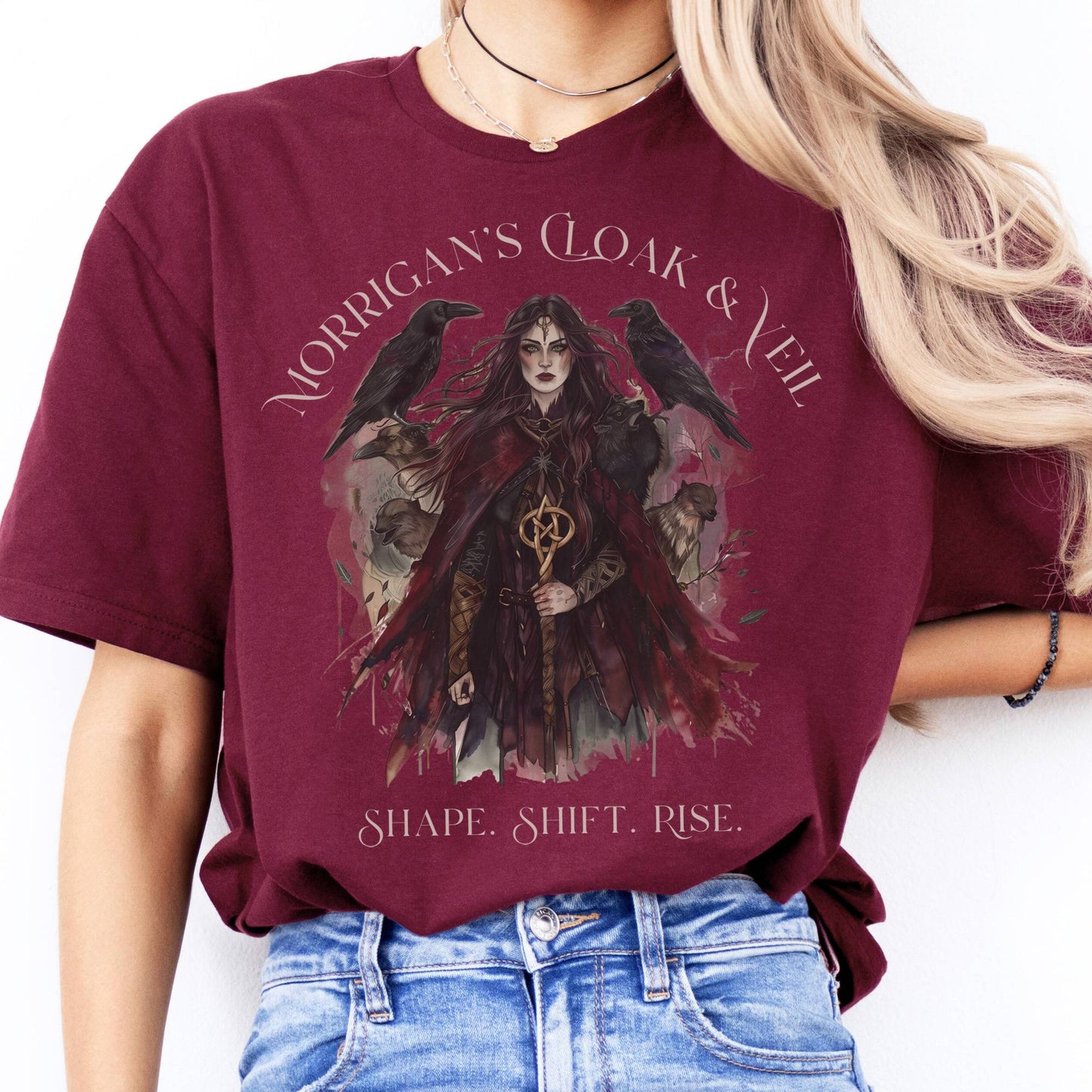 T-Shirts Morrigan's Cloak & Veil Celtic Goddess T-Shirt The Mystic Eden