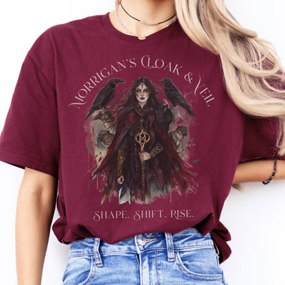 T-Shirts Morrigan's Cloak & Veil Celtic Goddess T-Shirt The Mystic Eden