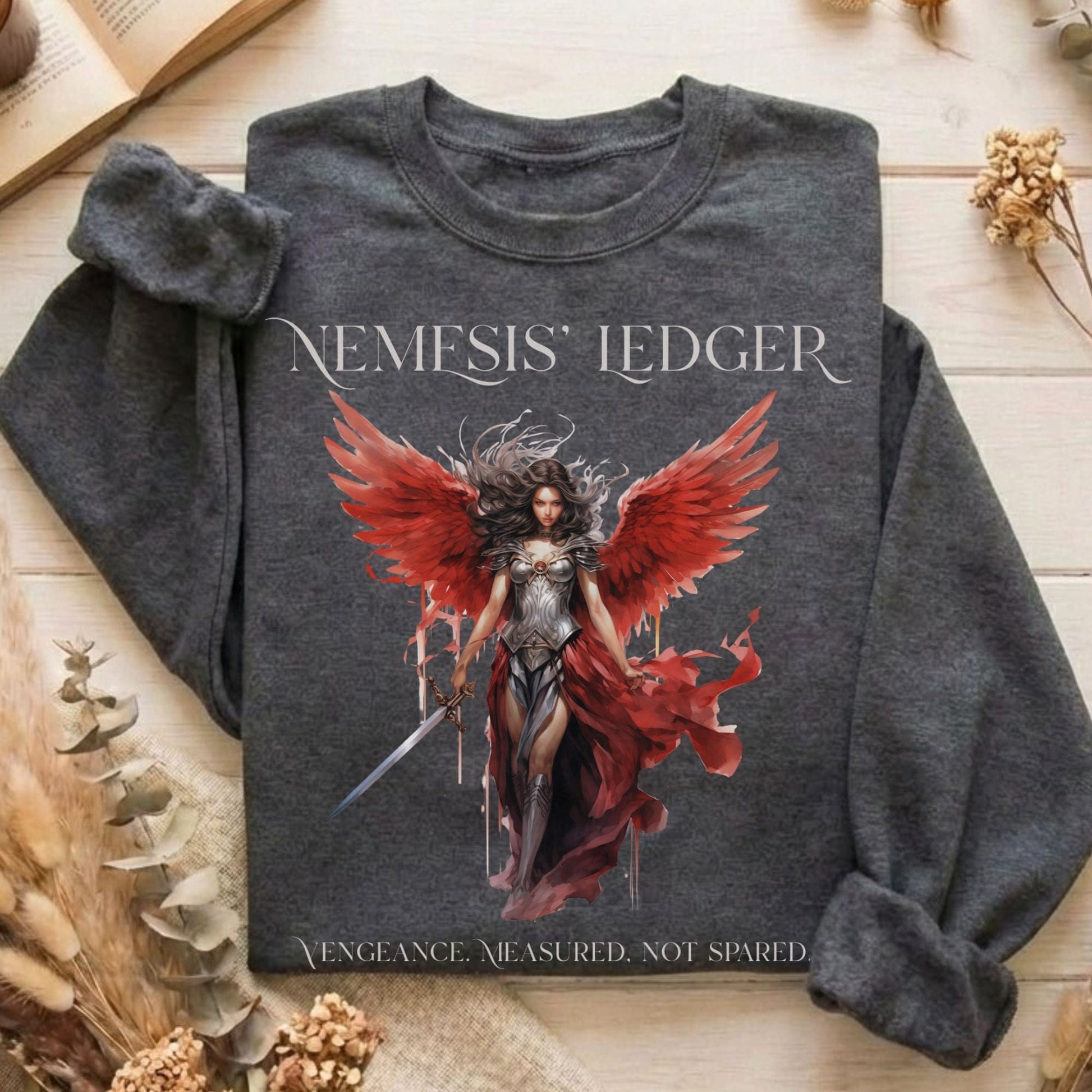 Sweatshirt Dark Heather / S Nemesis' Ledger Goddess of Justice Sweatshirt The Mystic Eden