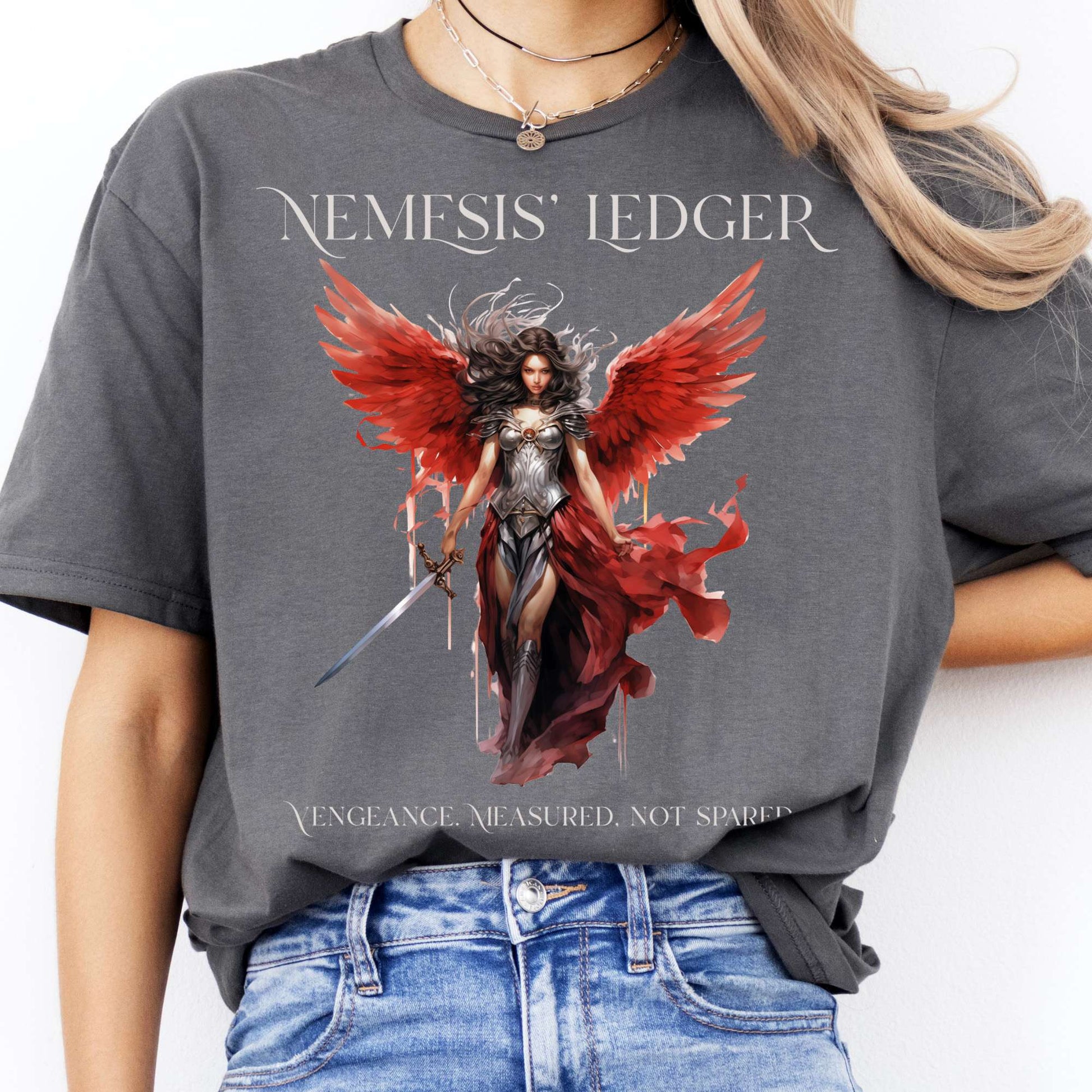T-Shirt Nemesis' Ledger Goddess of Justice T-Shirt The Mystic Eden