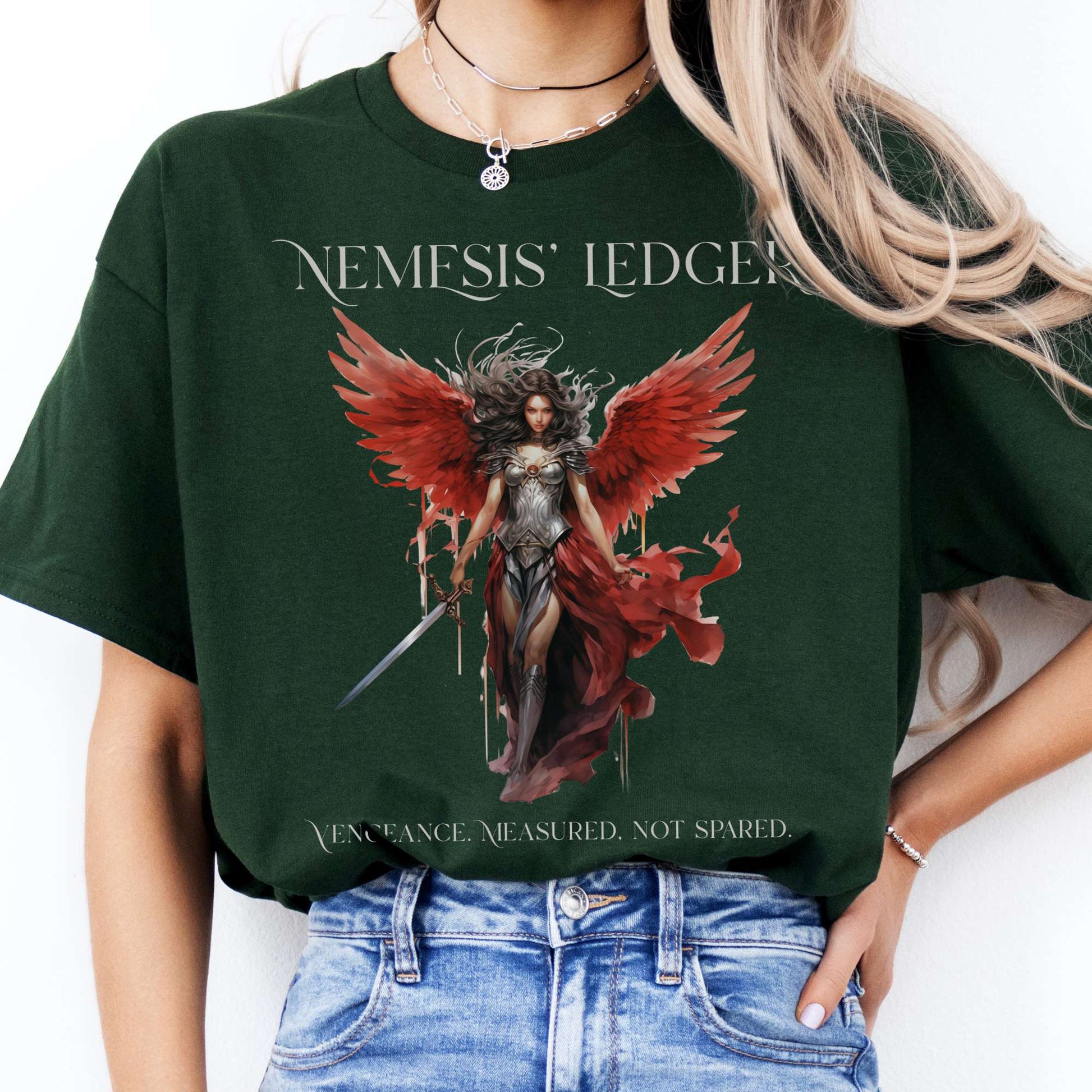 T-Shirt Nemesis' Ledger Goddess of Justice T-Shirt The Mystic Eden