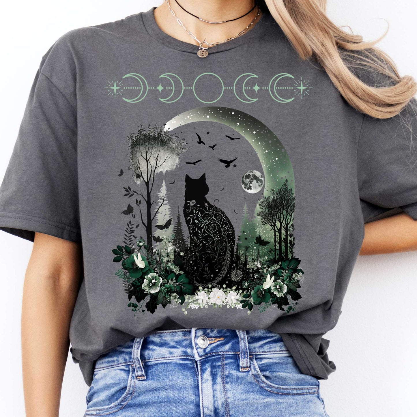 T-Shirts Mystical Black Cat T-Shirt The Mystic Eden