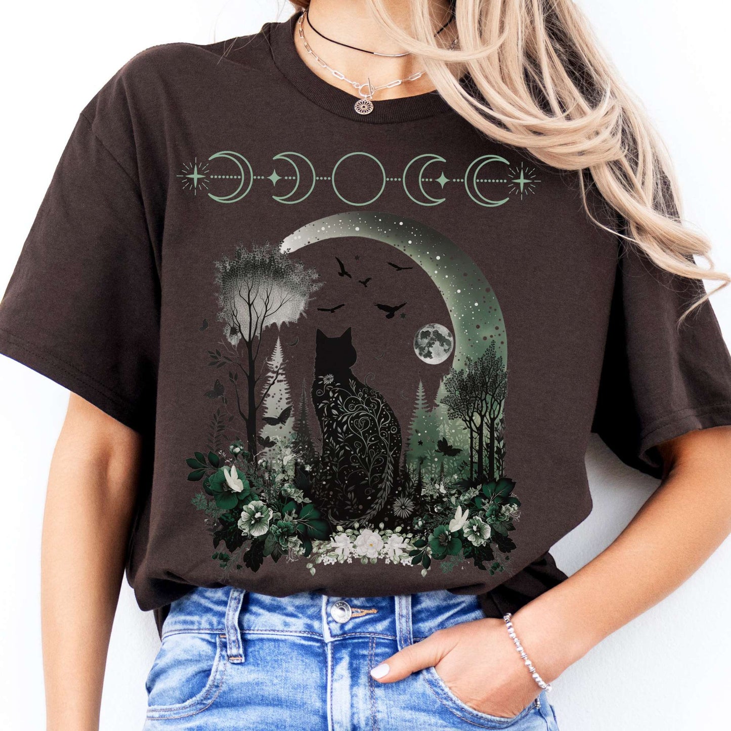 T-Shirts Mystical Black Cat T-Shirt The Mystic Eden