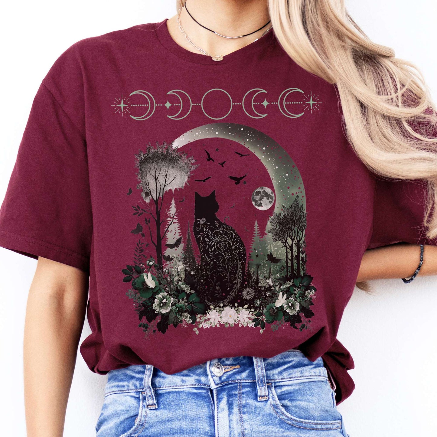 T-Shirts Mystical Black Cat T-Shirt The Mystic Eden