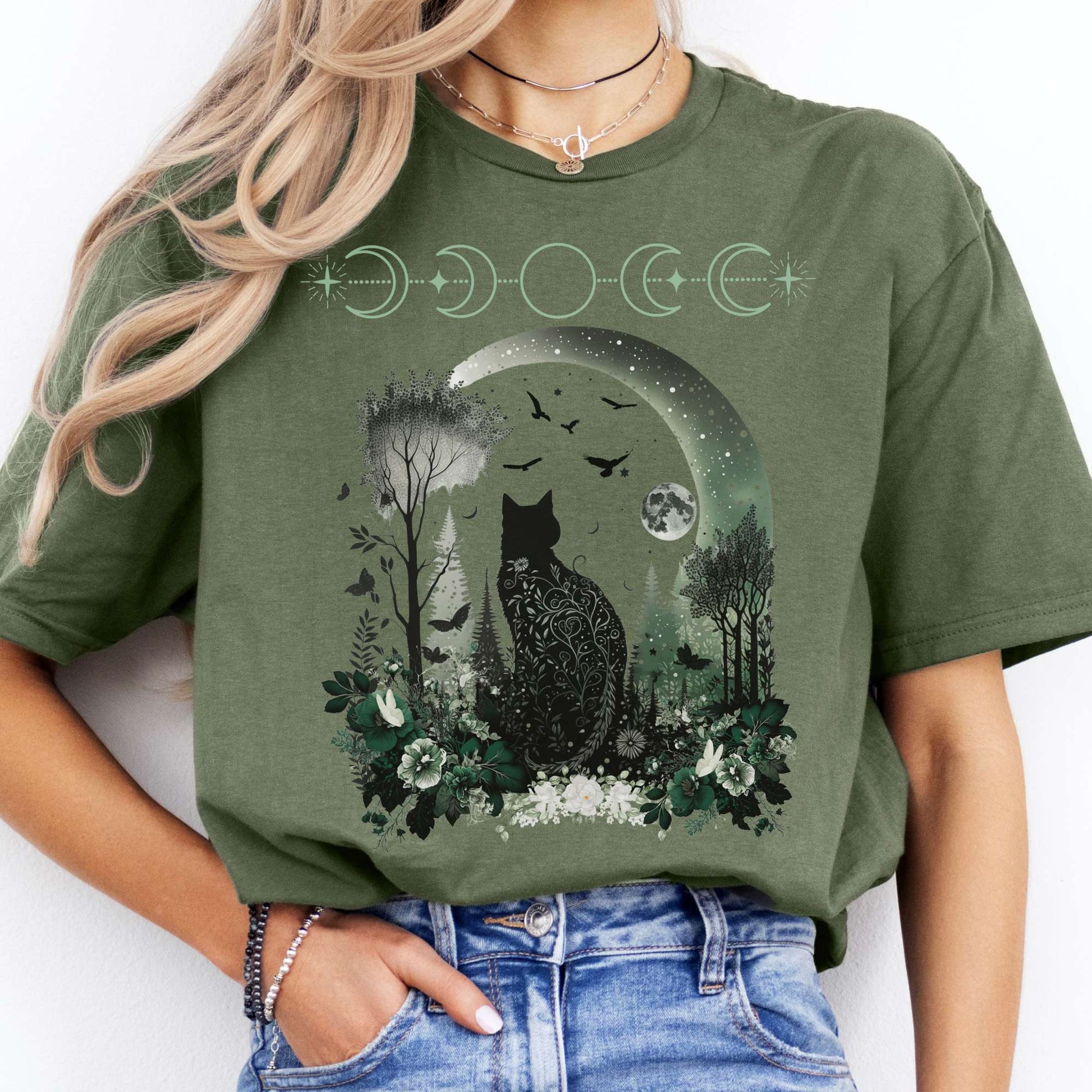T-Shirts Mystical Black Cat T-Shirt The Mystic Eden