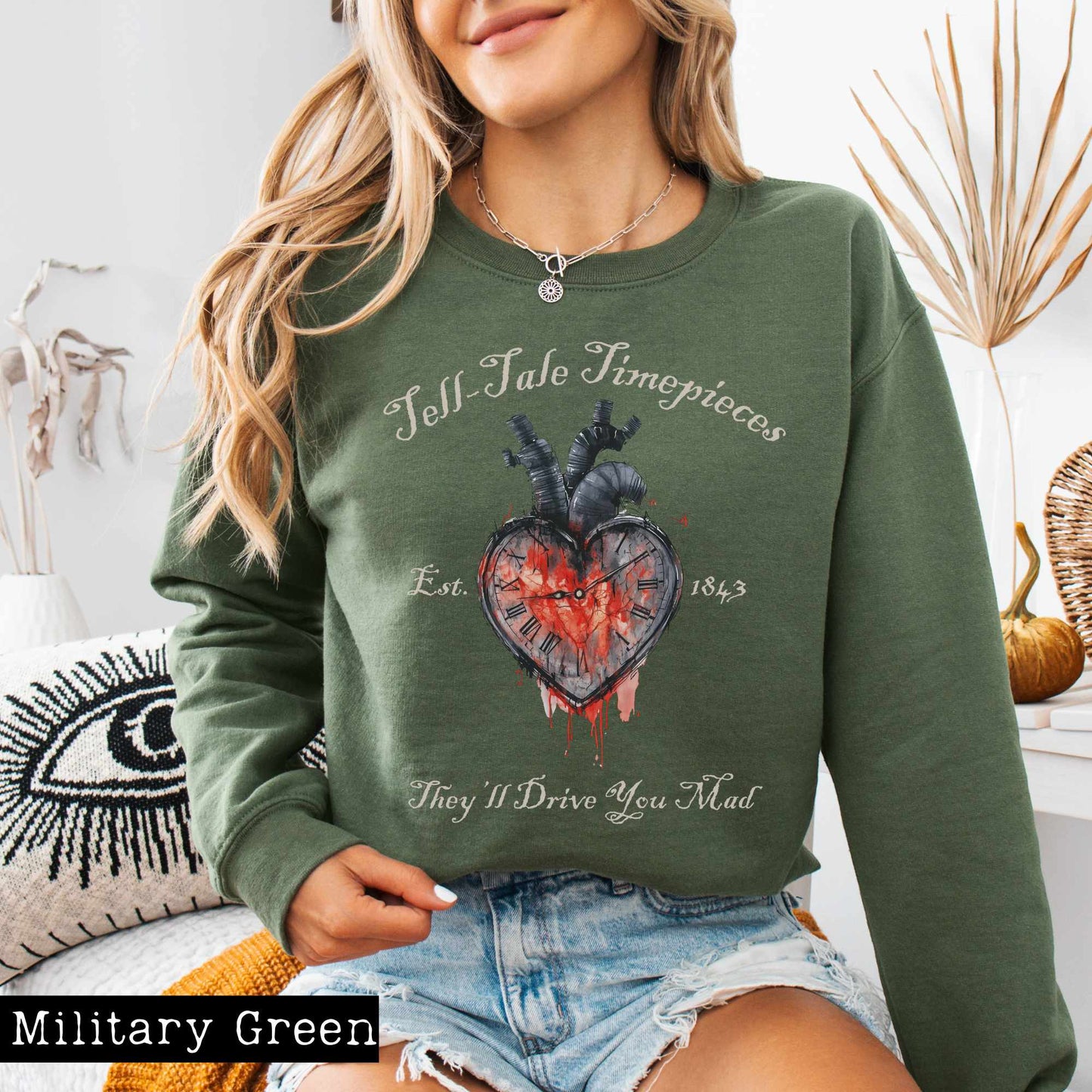 Tell-Tale Timepieces Edgar Allan Poe Sweatshirt