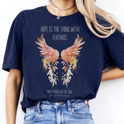 T-Shirt Hope is the Thing With Feathers Emily Dickinson T-Shirt The Mystic Eden