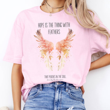 T-Shirt Hope is the Thing With Feathers Emily Dickinson T-Shirt The Mystic Eden