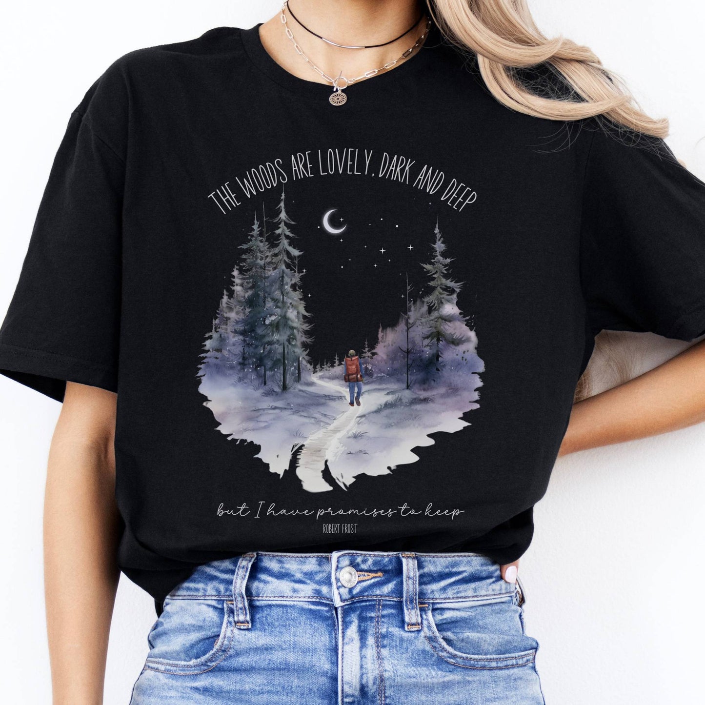 T-Shirt The Woods Are Lovely Robert Frost Poetry  T-Shirt The Mystic Eden