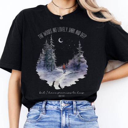 T-Shirt The Woods Are Lovely Robert Frost Poetry  T-Shirt The Mystic Eden