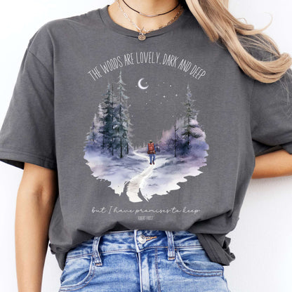 T-Shirt The Woods Are Lovely Robert Frost Poetry  T-Shirt The Mystic Eden